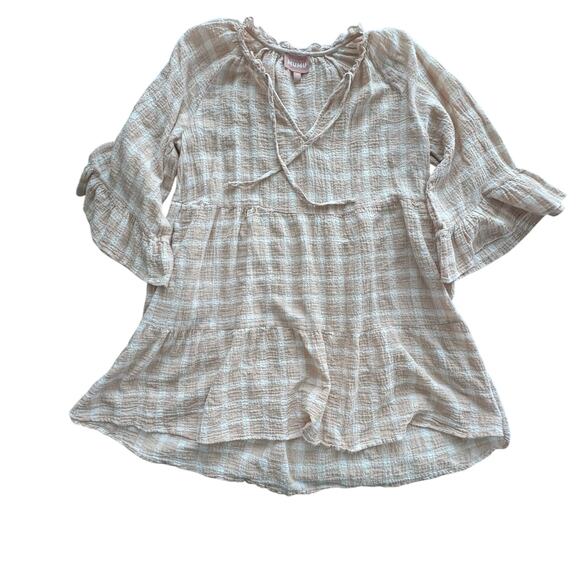 Show Me Your Mumu WOMEN'S VIOLA BEIGE‎ PLAID PRINT MINI DRESS XS - Picture 3 of 9